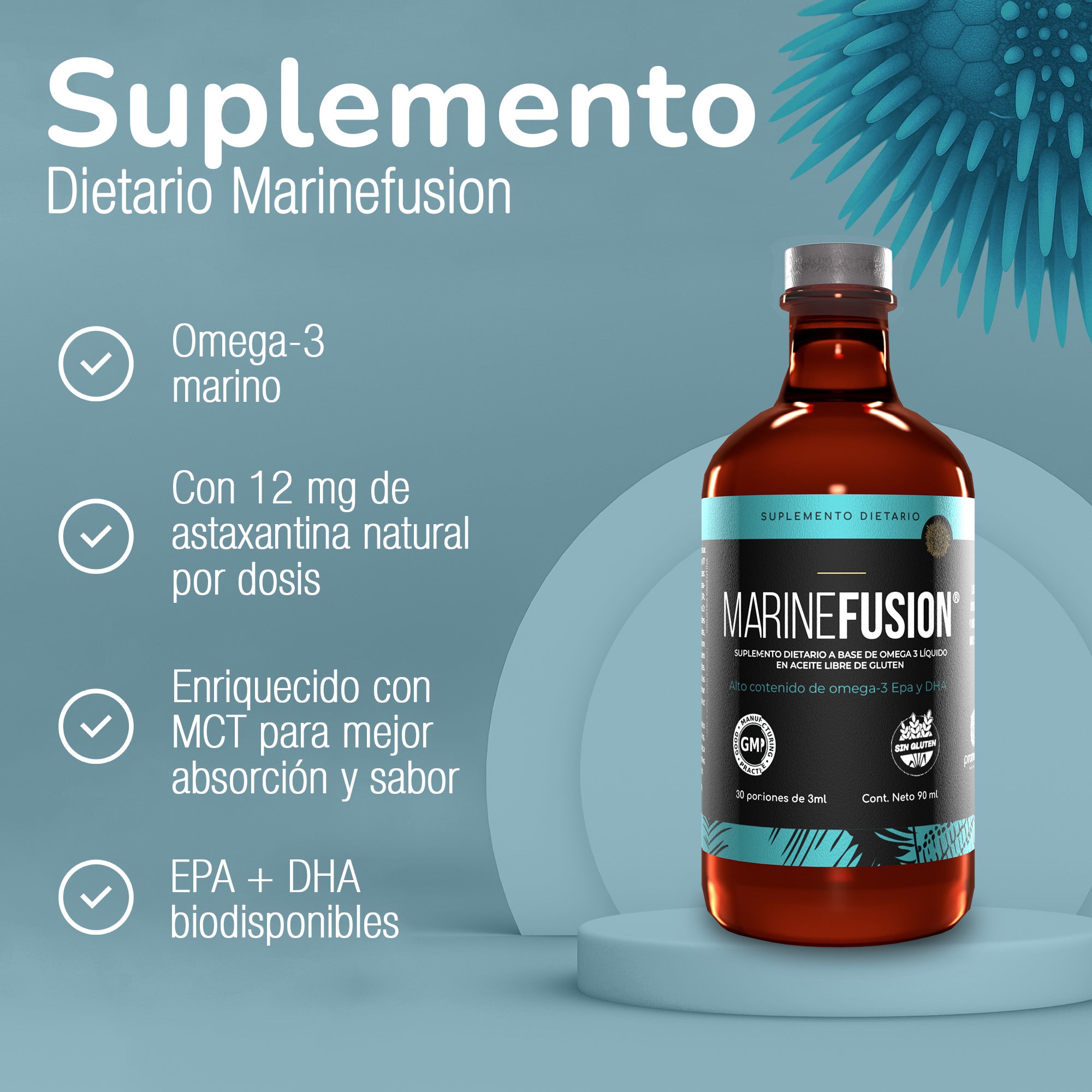 MARINE FUSION® | El único Omega-3 Marino vegetariano del mercado, totalmente libre de gluten y producido íntegramente en Argentina.