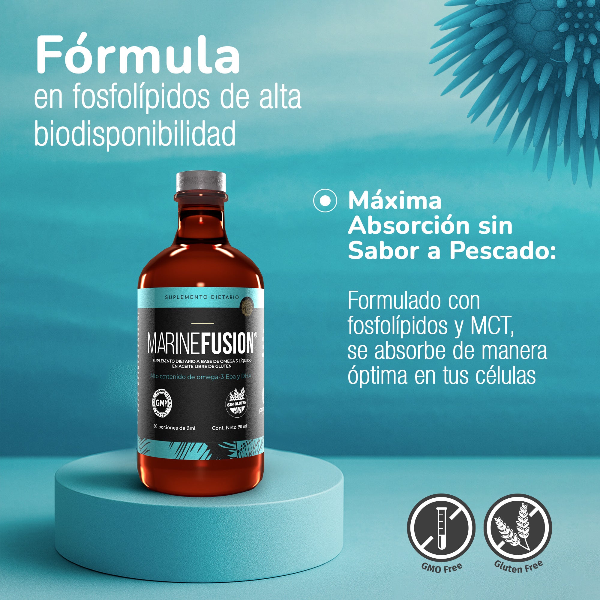 MARINE FUSION® | El único Omega-3 Marino vegetariano del mercado, totalmente libre de gluten y producido íntegramente en Argentina.